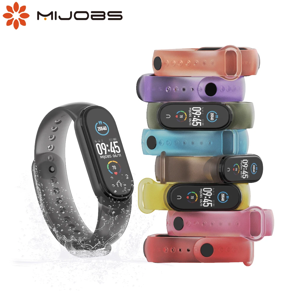 

For Mi Band 5 Strap Opaska Pasek Bracelet Translucent Wristands for Xiaomi Correa Smart Band 5 Silicone Pulseira Xiami Miband 5