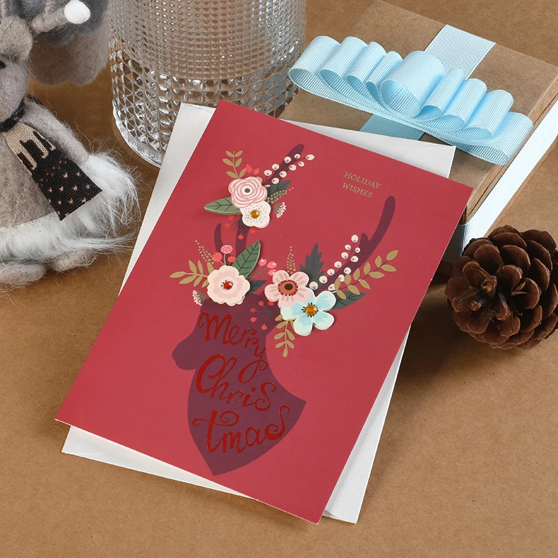  2pcs Originality Gift 3D Christmas Greeting Card Greeting Card Birthday Greetings Thanksgiving Card - 4.00039E+12