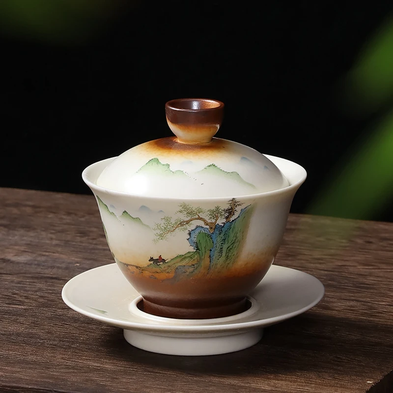 de acessórios para chá chinês pintado à mão paisagem