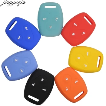 

jingyuqin 10pcs Colorful Silicone Case Car Key Cover 3 Buttons For Honda Accord CR-V CRV Civic Pilot Odyssey Remote Key Shell