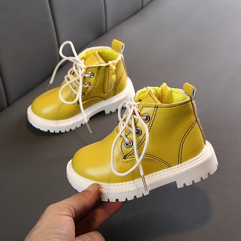 

Girls Boots Autumn Winter PU Leather Waterproof Kid Boots Children Shoes Zip Little Girl Martin Boots Fashion Baby Boots