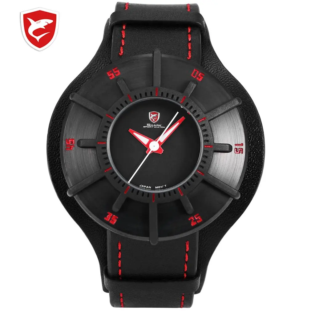 

Silky Shark Sport Watch NEW Luxury Brand Men's Silver Sundial Designer Big Quartz Clock Army Brown Leather Wrist Watches /SH481