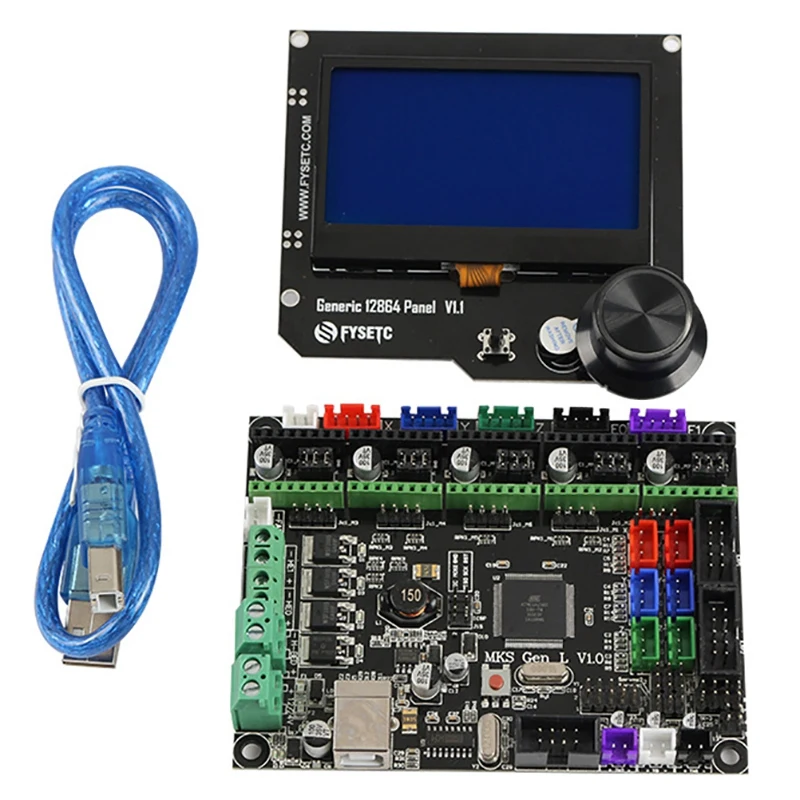 PPYY-3D принтер материнская плата комплект Mks Gen L+ 12864 Rgb V1.1 ЖК-дисплей для ЧПУ Ramps Cheetah F6 Vs Mini12864