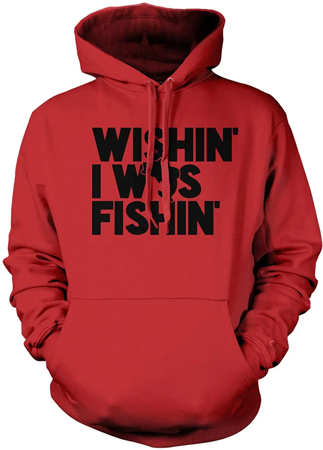 TSDFC Men's Wishin I was Fishin - Wishing Fishing Hooded Sweatshirt |
