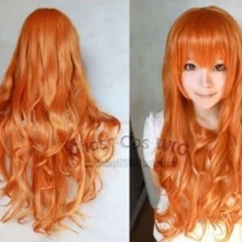 Цельнокроеный, нами модный длинный оранжевый Косплэй волнистый парик