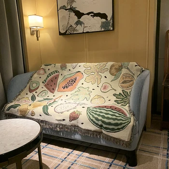 

Scandinavian small fresh single sand blanket tapestry layout modification bed cover blanket knitting multi-function thread