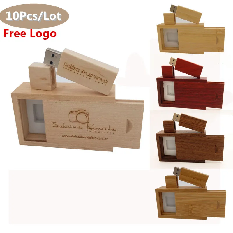 Флэш-накопитель Usb 10 шт./лот с логотипом на заказ деревянная коробка