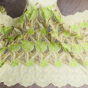 

White African 100% Cotton Lace Fabric 2021 Latest Swiss Voile Lace In Switzerland With Stones For Men Women Dress Party