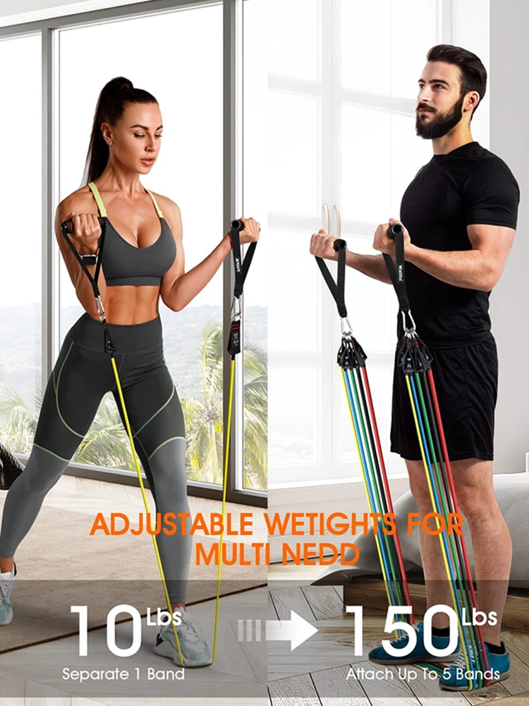 250lbs Resistance Bands Set Fitness Workout Gym Pull Rope Yoga Latex Tube Sports Elastic Booty Bands Exercise Equipment for Home