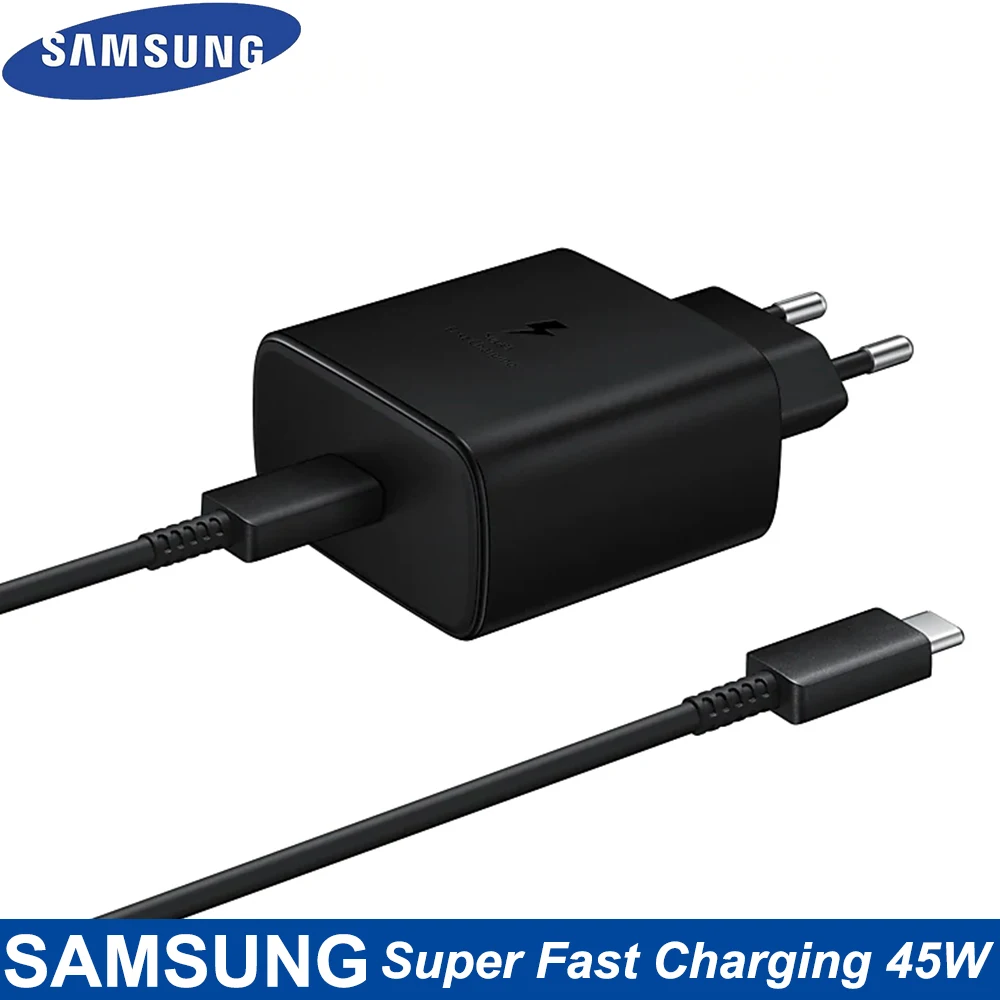 Samsung Original 45W Super Fast Charger Double Type-C Cable For Galaxy Note 10 Plus Note 10+ 5G USB C Fast Charging Wall Charger baseus 65w