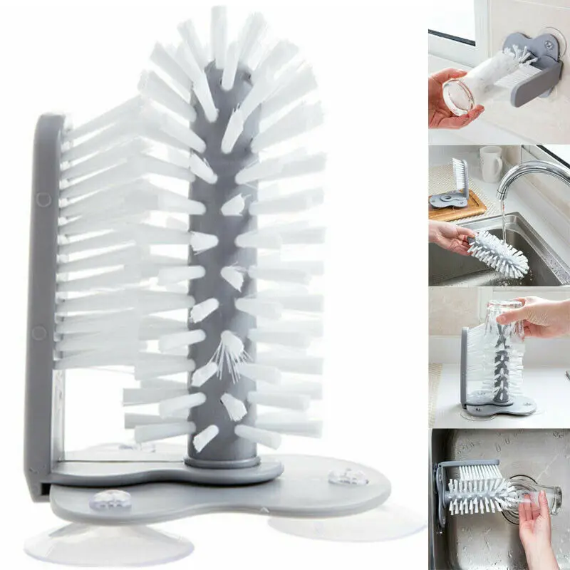 Cup Bottles Cleaning Brush Creative Suction Wall Lazy Glass Kitchen Rotating Cleanning Tools | Дом и сад