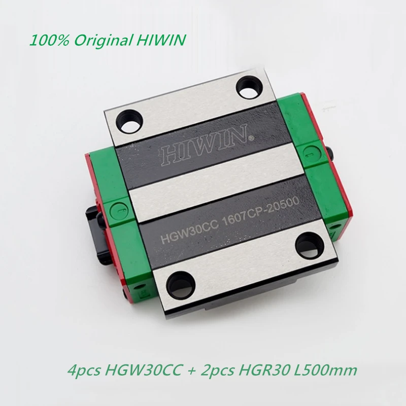 

Original HIWIN 2pcs Linear guide HGR30 -500mm rails + 4pcs HGW30CC linear flanged carriage blocks for CNC