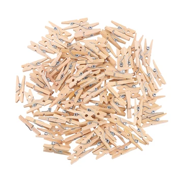 

100 PCS Wholesale Very Small Size 25mm Mini Natural Wooden Clips For Photo Clips Clothespin Craft Decoration Clips Pegs