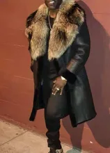 

2021 winter new men's Pu fur one-piece long coat imitation crystal fox hair big hair collar jacket