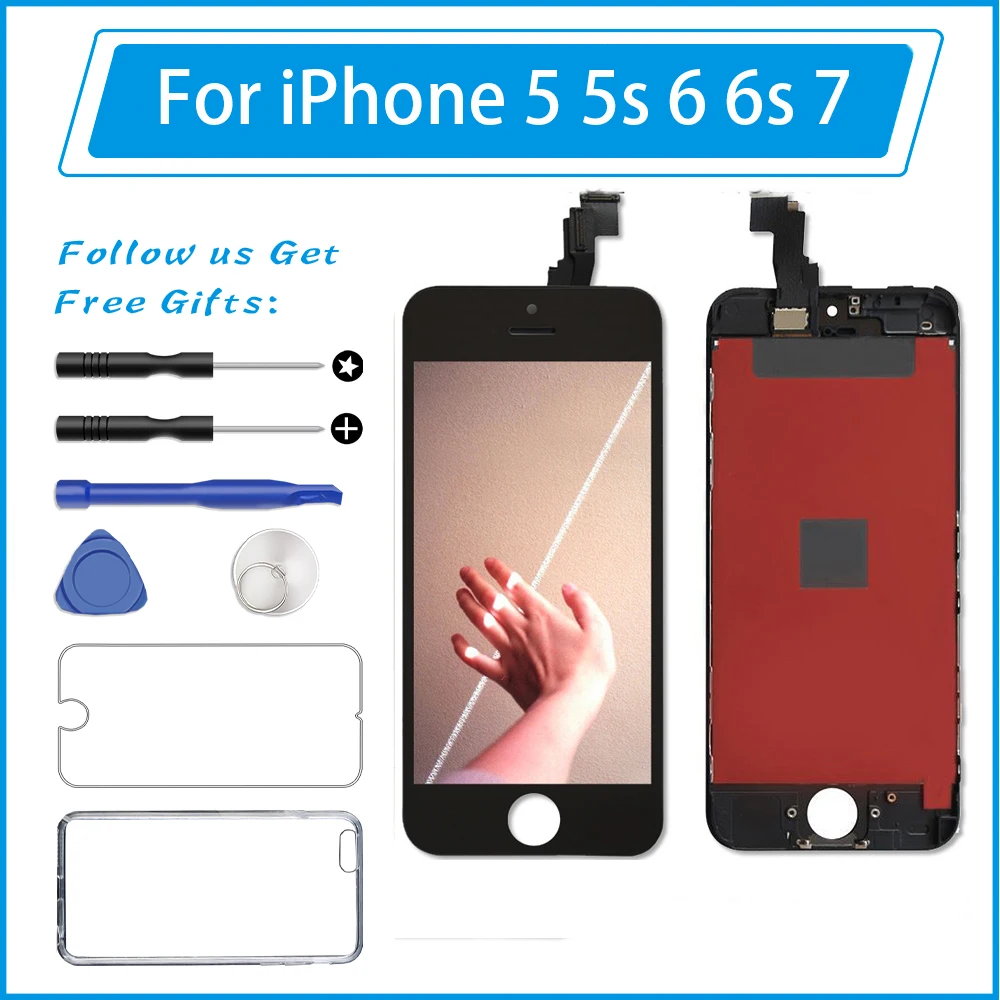 Черный и белый ЖК дисплей Замена для iPhone 5 5s SE 6s 3D сенсорный экран дигитайзер