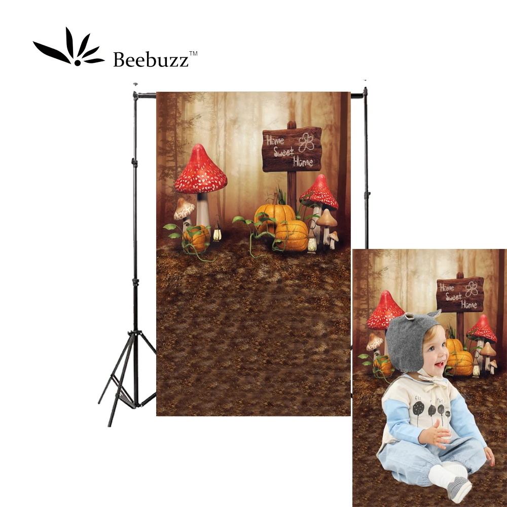 

Beebuzz photo backdrop sweet home backgroung mushroom pumpkin 're slogan forest soil photophone
