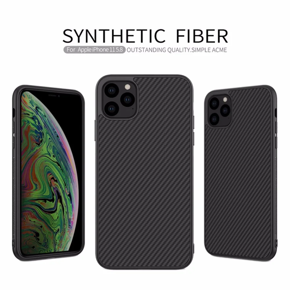 Nillkin синтетические волокна углерода PP пластик задняя крышка для iPhone 11 чехол 6,1 ''тонкий для iPhone 11 Pro Max 5,8" 6,5"