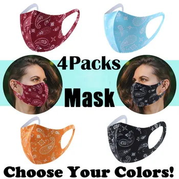 

4pcs PM2.5 Outdoor Unisex Washable Reuse Face Mask Windproof Dustproof Respirator Mouth Mask Protection Printing Face Mouth Mask