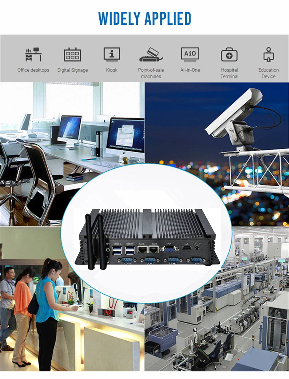 Безвентиляторный промышленный Мини ПК с ОС Windows XP/7/10 Intel i5 3317U 1037U 1007U 2 * lan, 4 * RS232 Настольный Мини компьютер 300 м Вай-Фай HDMI VGA + PC