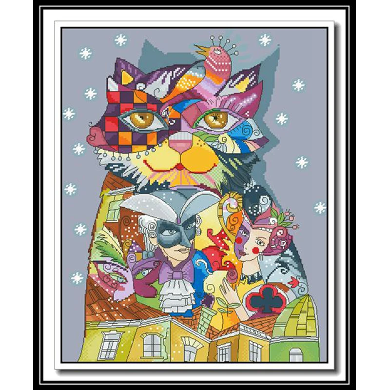 Abstract Cat Carnival Dress Up Cartoons Colorful