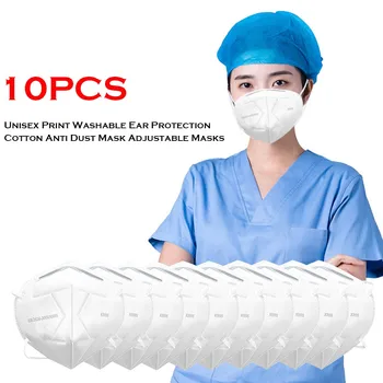 

10Pcs Unisex Print Washable Ear Protection Cotton Anti Dust Mask Adjustable Masks Reusable Washable Air Purifying Bike Facemask