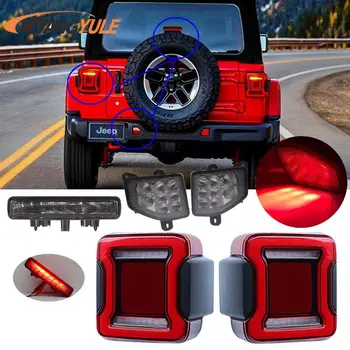 

For Jee-p Wrangler JL 2018 2019 Taillights Smoked LED Rear Tail Lights With 3rd Brake Light LED Lamp Red For Je-ep JL Accessorie