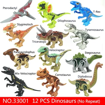 

12Pcs Jurassic Building Blocks Dinosaurs Figures Bricks Tyrannosaurus Rex World Indominus Rex I-Rex Assemble Toy For Kid Gifts