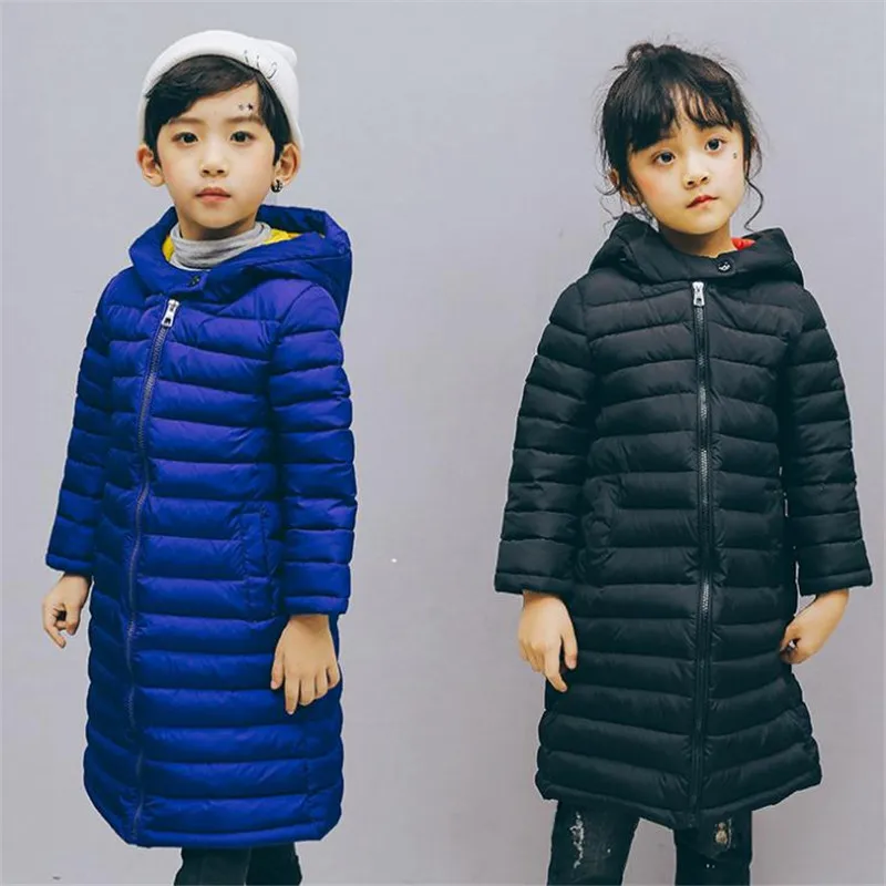 

Long Children Down Coat Hooded Zipper Snowsuit Thick and Warm Winter Clothes for Children