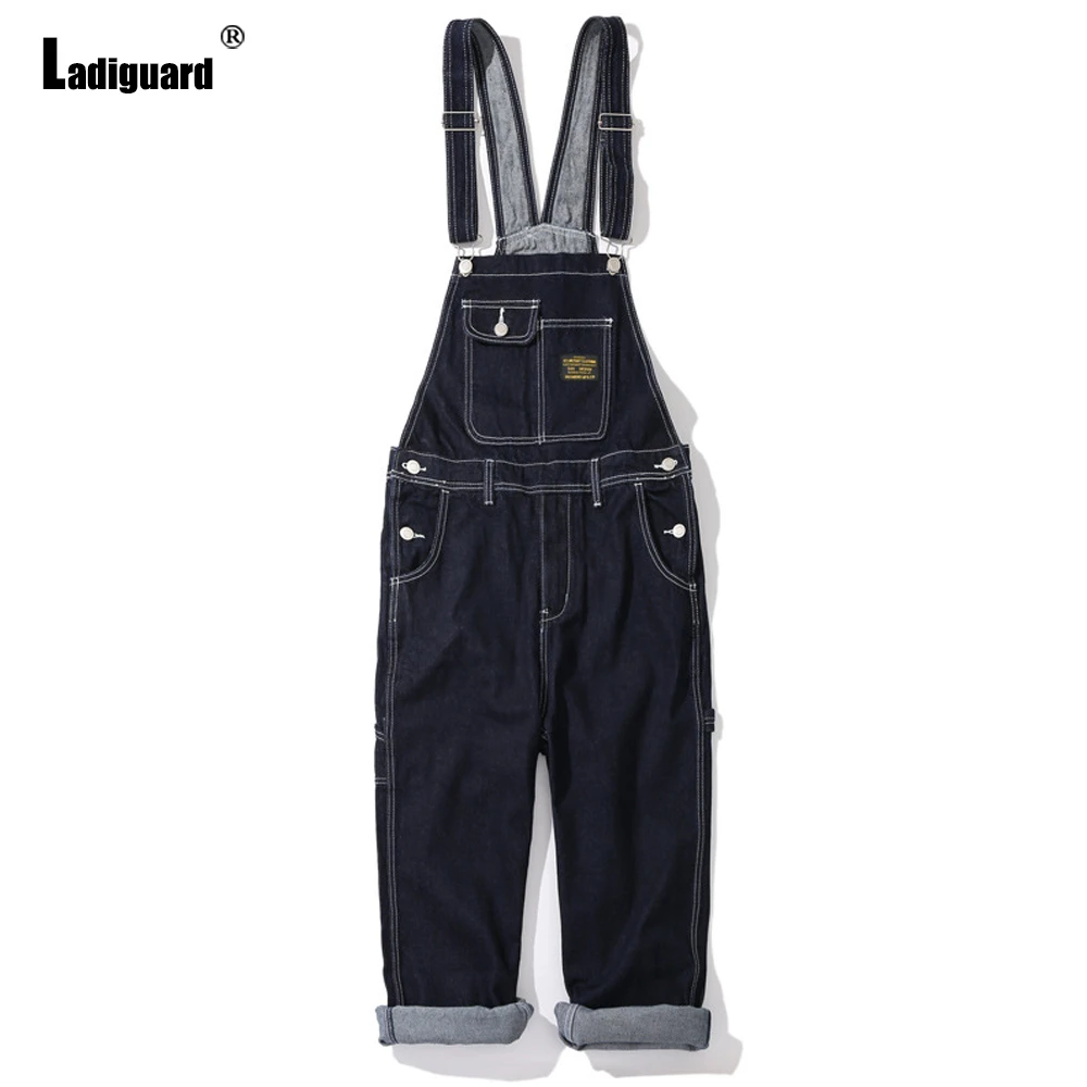 khaki uniform pants Ladiguard Men's Jeans Pocket Design Denim Overalls Suspending Pantalons Male Streetwear 2021 European Style Fashion Jumpsuits casual sweatpants