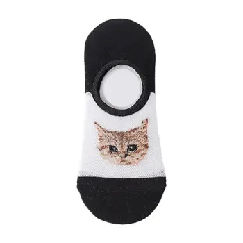 

Kawaii Cartoon Cat Jacquard Invisible Boat Socks Mesh Top Non-Slip Grip Hosiery