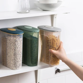 

2.5L Plastic Storage Box Cereal Dry Food Storage Container Transparent Leakproof Storage Bottle Kitchen Grain Rice Container