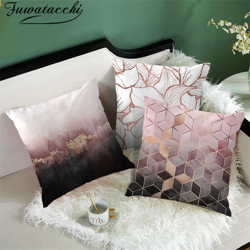 

Fuwatacchi Nordic Style Cushion Cover Pink Striped Diamond Pillow Covers for Sofa Home Geometric Decorative Pillowcases 45*45cm