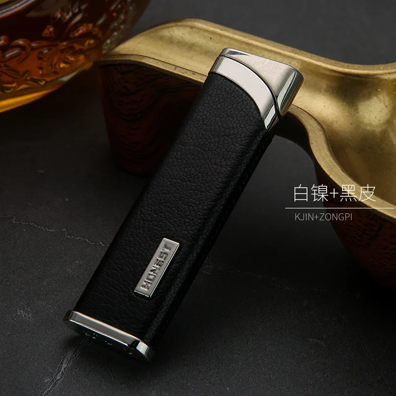Baicheng Creative Metal Ultra-thin Windproof Lighter Boutique Leather Men and Women Cigarette Case Inflatable Lighter Gadget 5