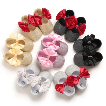 

Baby Shoes Baby Girl Soft Shoes Soft Comfortable Bottom Bling Non-slip Fashion Bow Shoes Crib Shoes