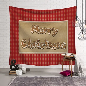 

Red Lattice Christmas Wall Tapestry Farmhouse Decor Wall Fabric Carpet Headboard Wall Hanging Living Room Decoration
