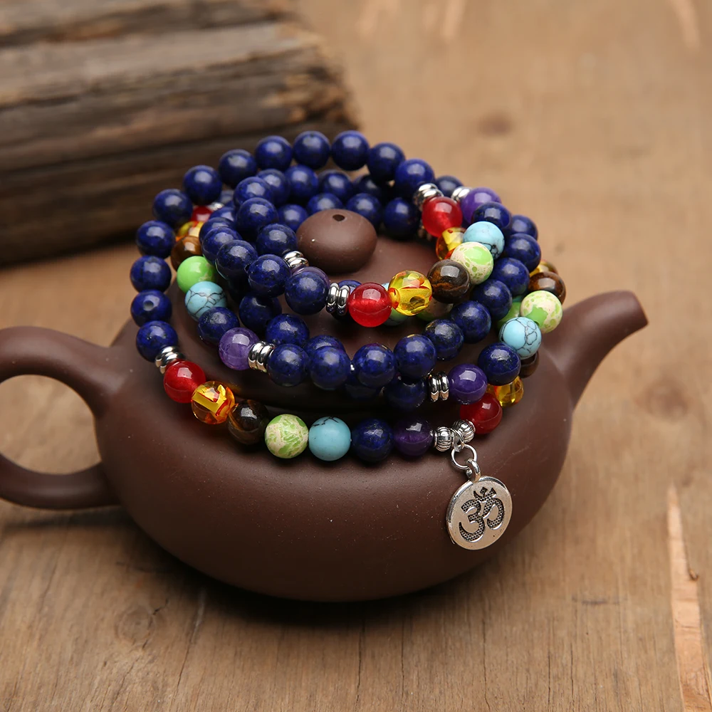SHINUS BOHO mala бисер Йога браслет натуральный камень 8 мм бисерный декларирующий браслет женский ручной работы paryer Браслет Bijoux
