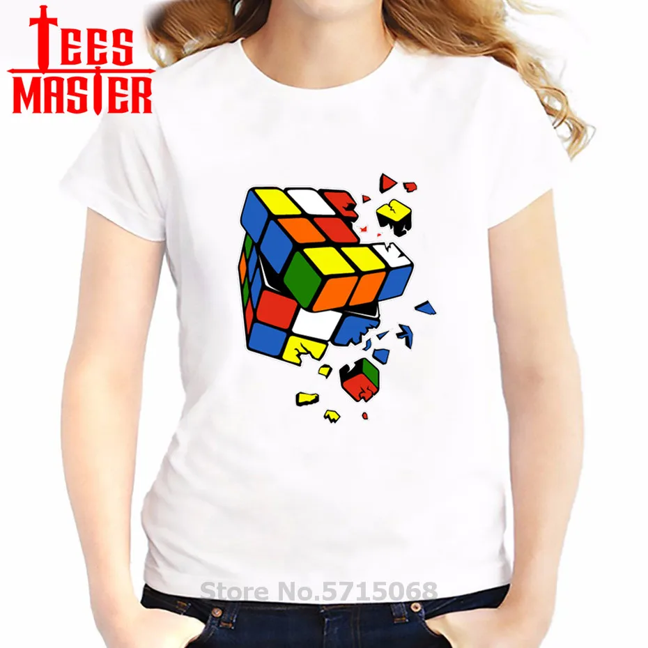Newest Broken Abstraction Cube Printed T-Shirt Funny The Big Bang Theory New Tshirt Custom High Pixel Image T Shirt Cotton Tees | Женская