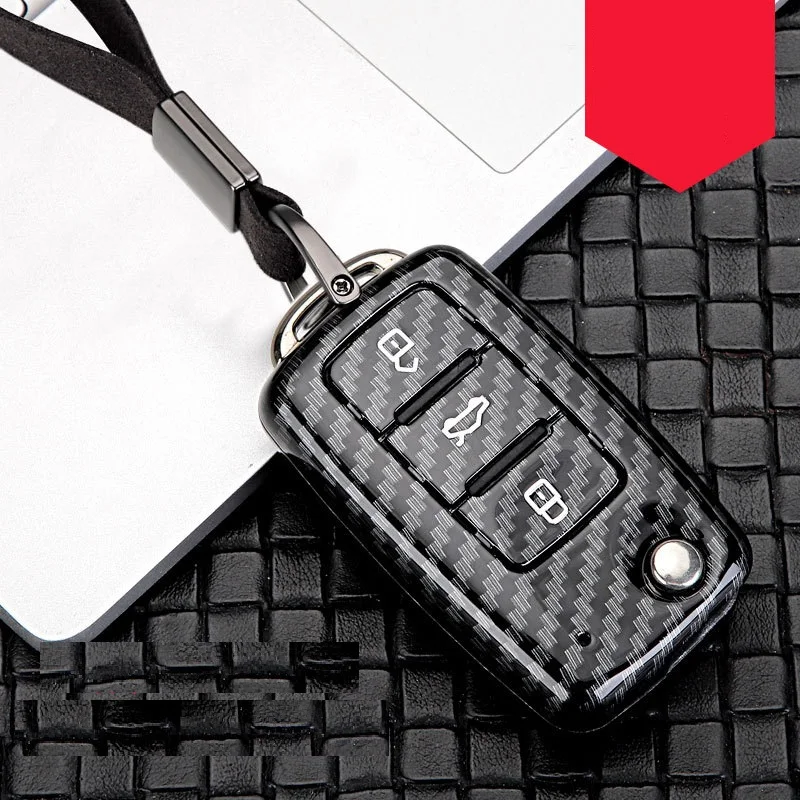 Глянцевый чехол для ключей из углеродного волокна ABS для Volkswagen Golf Bora POLO Passat для Skoda Octavia A5 Fabia SEAT Ibiza