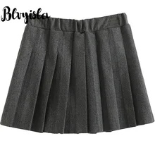 Blvyisla, 3XL, плюс размер, однотонная эластичная Зимняя шерстяная плиссированная юбка с высокой талией, женские супер большие мини юбки, черные, серые