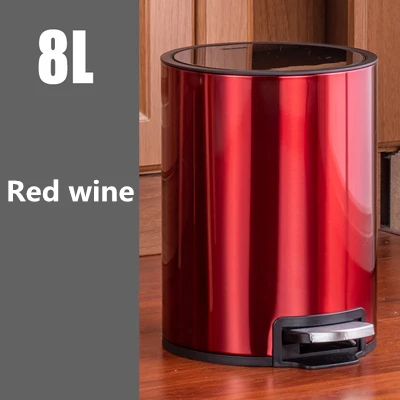 8L-Red wine UNTIOR Silent Stainless Steel Trash Can 5L Rectangular Step Kitchen Waste Bin for Bathroom Kitchen Living Room Office Trash Bin - Цвет: 8L-Red wine