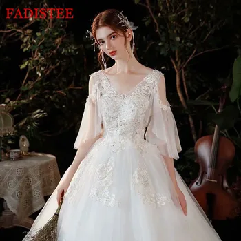 

платье 2021 Plus Size Wedding Dress Sexy V-Neck Tulle Appliques Beading A-Line Vestidos De Novia Bridal Gowns