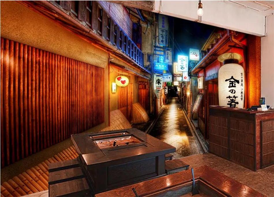 Japanese Cuisine Izakaya Sushi Ramen Shop Restaurant Industrial Decor Wallcovering Mural Wallpaper 3d Street View Wall Paper 3d Wallpapers Aliexpress