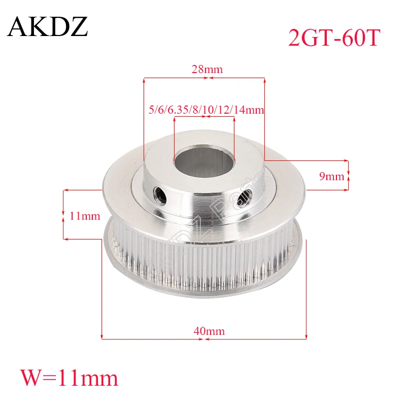 GT2 Timing Pulley 60 teeth Bore 5mm 6.35mm 8mm 10mm 12mm 14mm for belt width 9/10mm used in linear 2GT pulley 60Teeth 60T timing belt pulley timing pulley