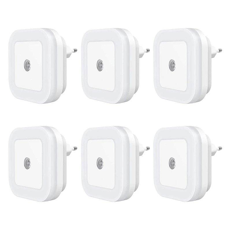 

220V EU Plug LED Night Light Lamp with Smart Sensor Dusk to Dawn Sensor 6 Piece