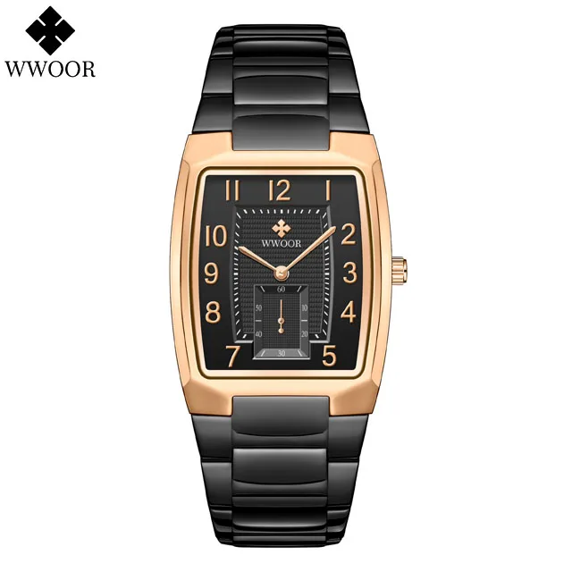 WWOOR Fashion Watches For Men Top Brand Luxury Waterproof Square Clock Stop Men Watch Casual Quartz WristWatch Reloj Hombre 2021 