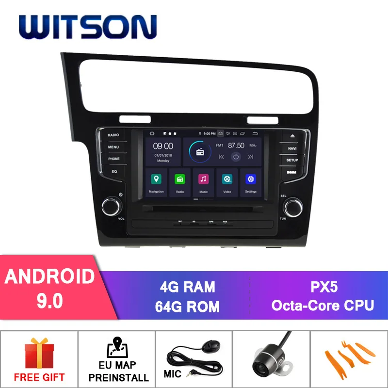 

WITSON Android 9.0 IPS HD Screen for VOLKSWAGEN GOLF 7 CAR RADIO 4GB RAM+64GB FLASH 8 Octa Core AUTO STEREO GPS+DVR/WIFI+DSP+DAB
