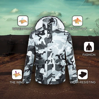 

Men Waterproof Suit Jacket Pants Motorcycle Rain Coat Camouflage Raincoat Suit Fishing Women Capa Chuva Moto QKR307