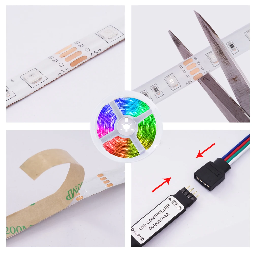 5 в Светодиодная лента USB 2835 SMD RGB Светодиодная лента светильник водонепроницаемая светодиодная лента ТВ подсветка светодиодная лента с пультом дистанционного управления 24 кнопки 3 кнопки Wifi