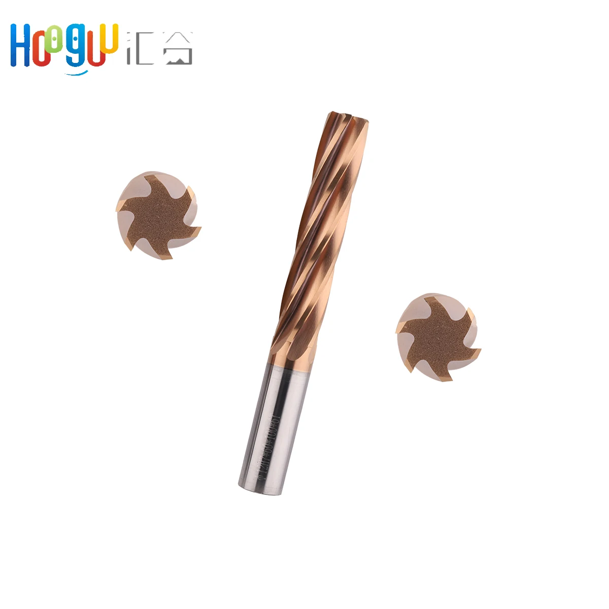 Reamer HRC60 Carbide H7 4 Flutes 100mm High Precision Straight Shank Spiral Machine Reamer Coating Bronze