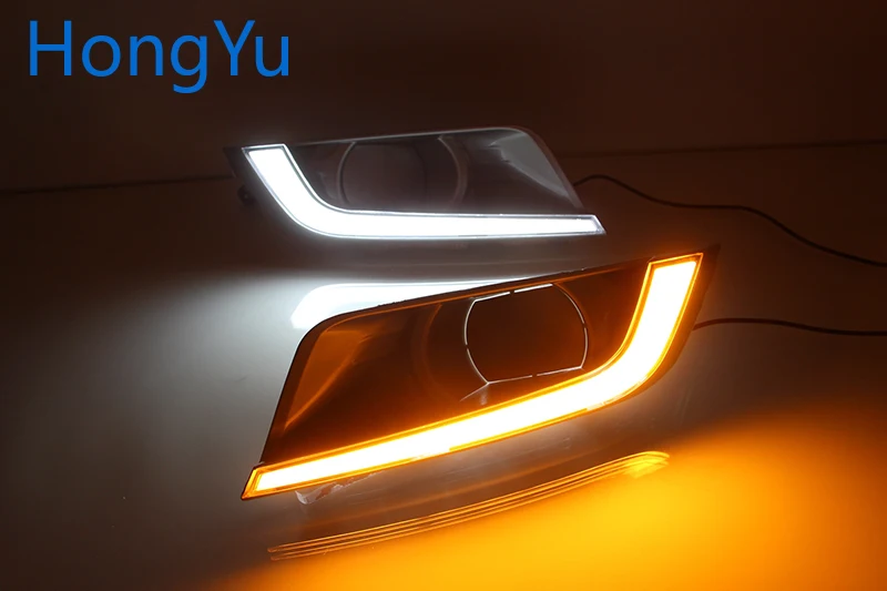 Автомобильный мигающий светодиодный DRL дневные ходовые огни для Ford Ranger с желтой поворотной сигнальной лампой